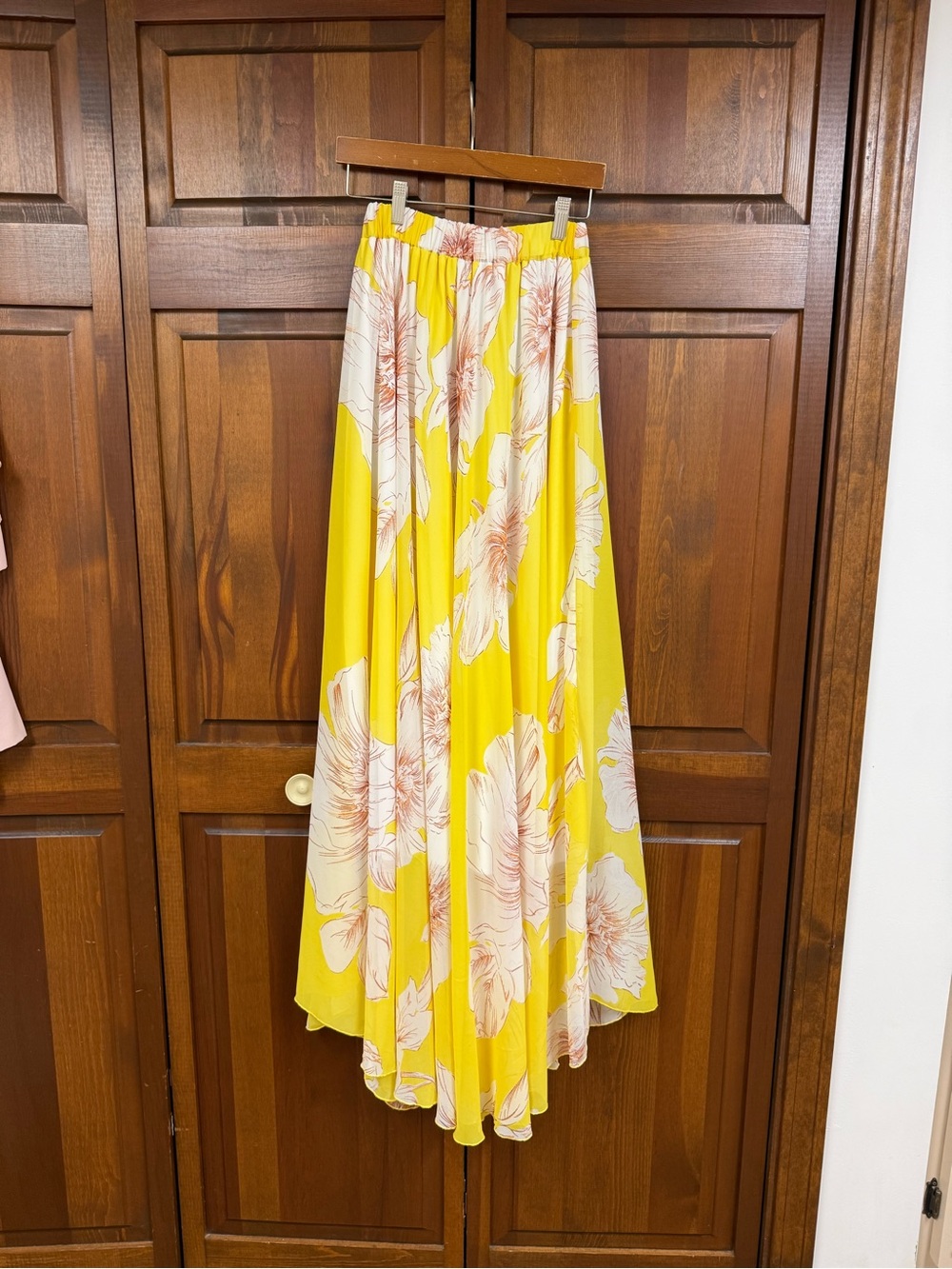 Yellow Floral Maxi Skirt - Flowing A-Line Summer Skirt